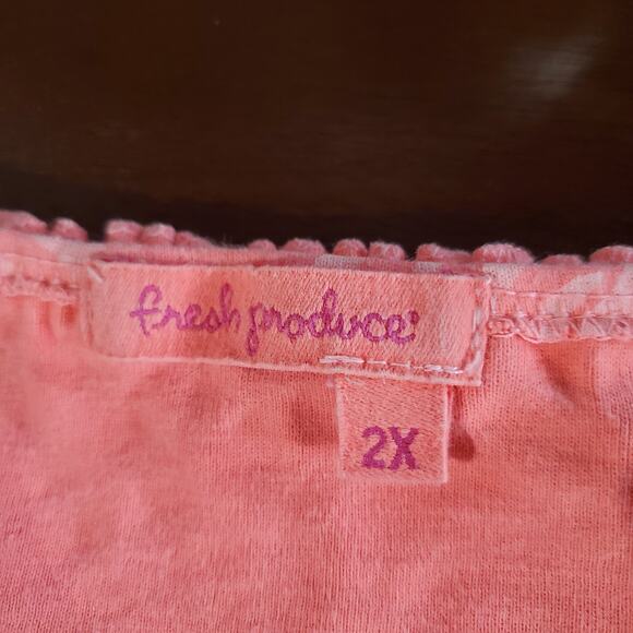 Fresh Produce Ruffle Animal Print Top 2X Bright Neon Pink Short Sleeve Leopard - Picture 6 of 10